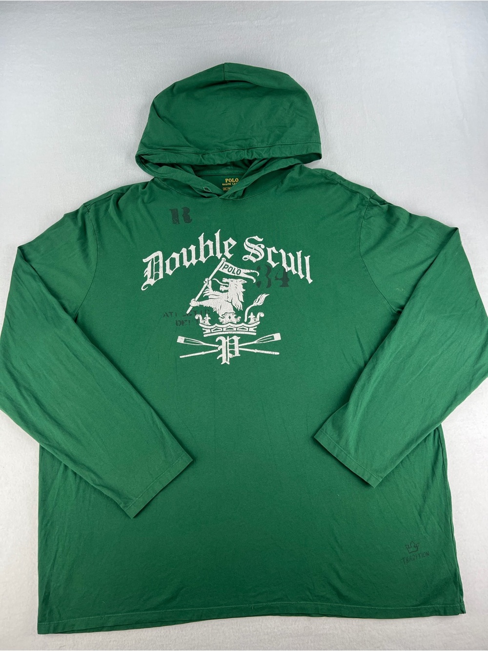 Polo Ralph Lauren Double Scull Crest Lightweight Green Hoodie Shirt Sz M